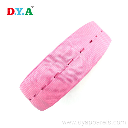 Custom Pink Knitted Buttonhole Elastic Band For Sewing